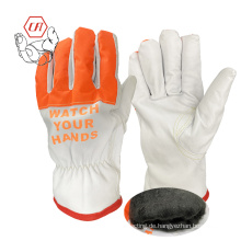 Hi vis cut resistant Ziegenleder Winter warme Acrylfutter Arbeitssicherheit Handschuhe